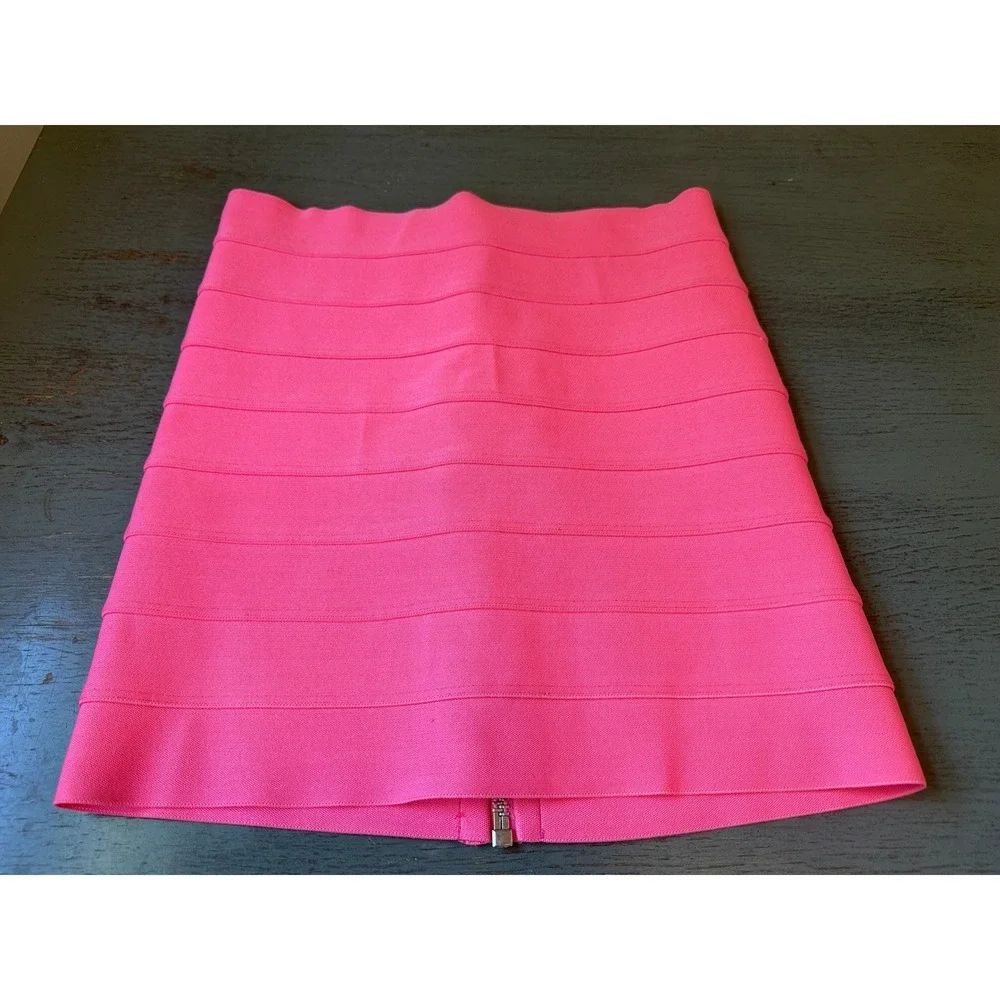 Pleasure Doing Business Hot Pink Bandage Mini Skirt Bodycon Back Zip Small